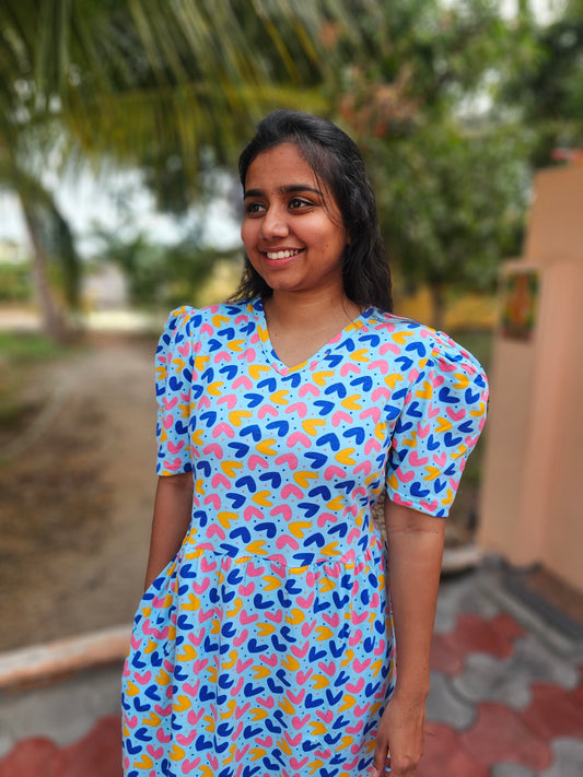 Blue Multi Color Hearts Non-Feeding Lounge Wear