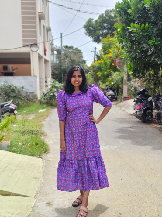 Violet Super Mom Cotton 2 tier - Feeding Kurti with Zip