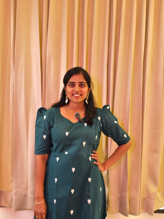 Turquoise Blue with Heart Feeding Maxi with Zip Cotton - Full lining