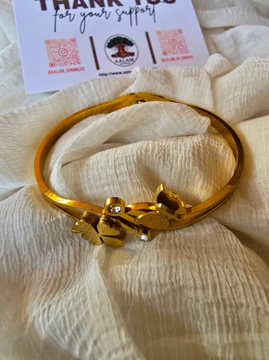 Butterfly with Clover Kada Bracelet