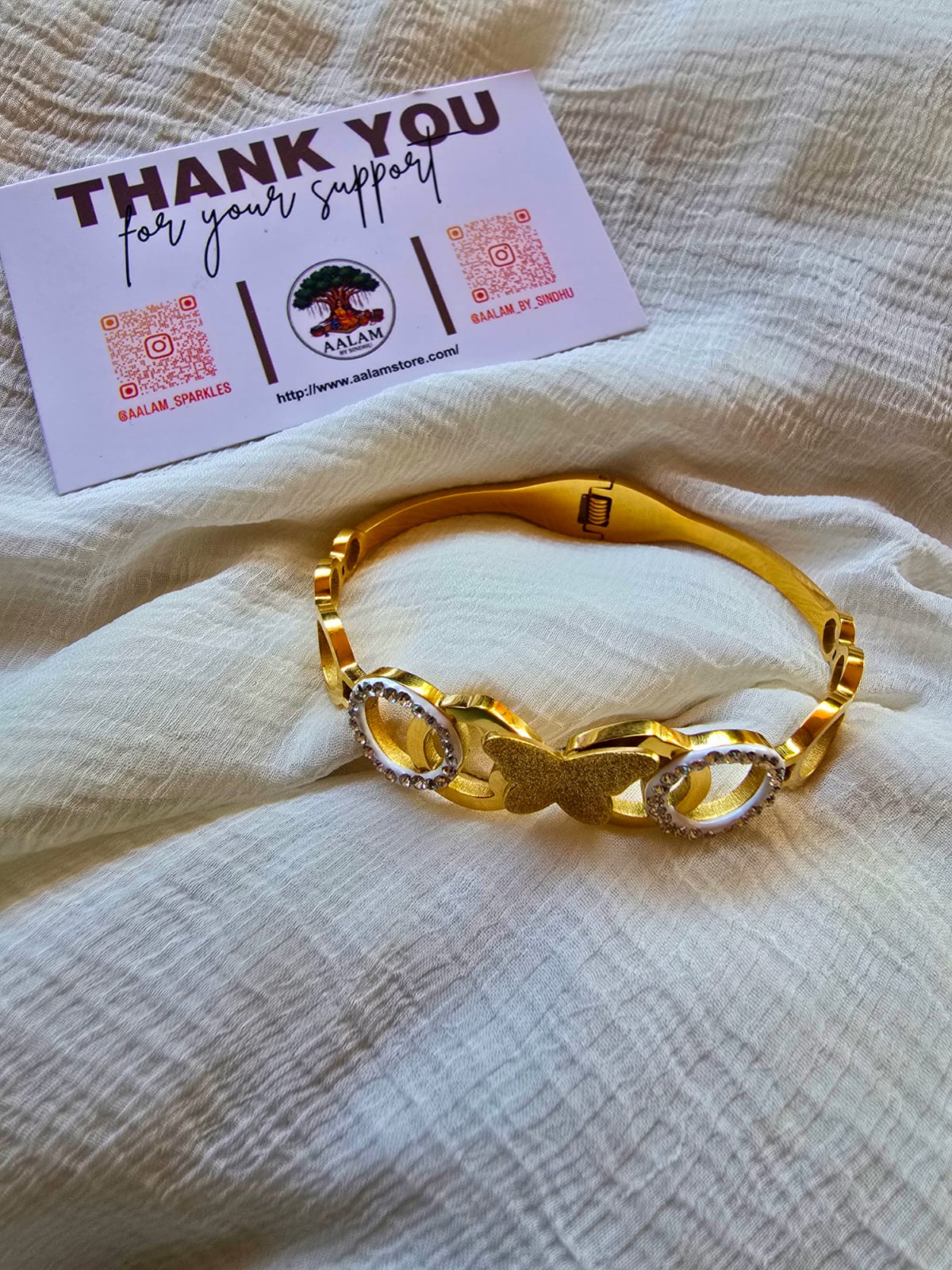 Butterfly with Circles Kada Bracelet