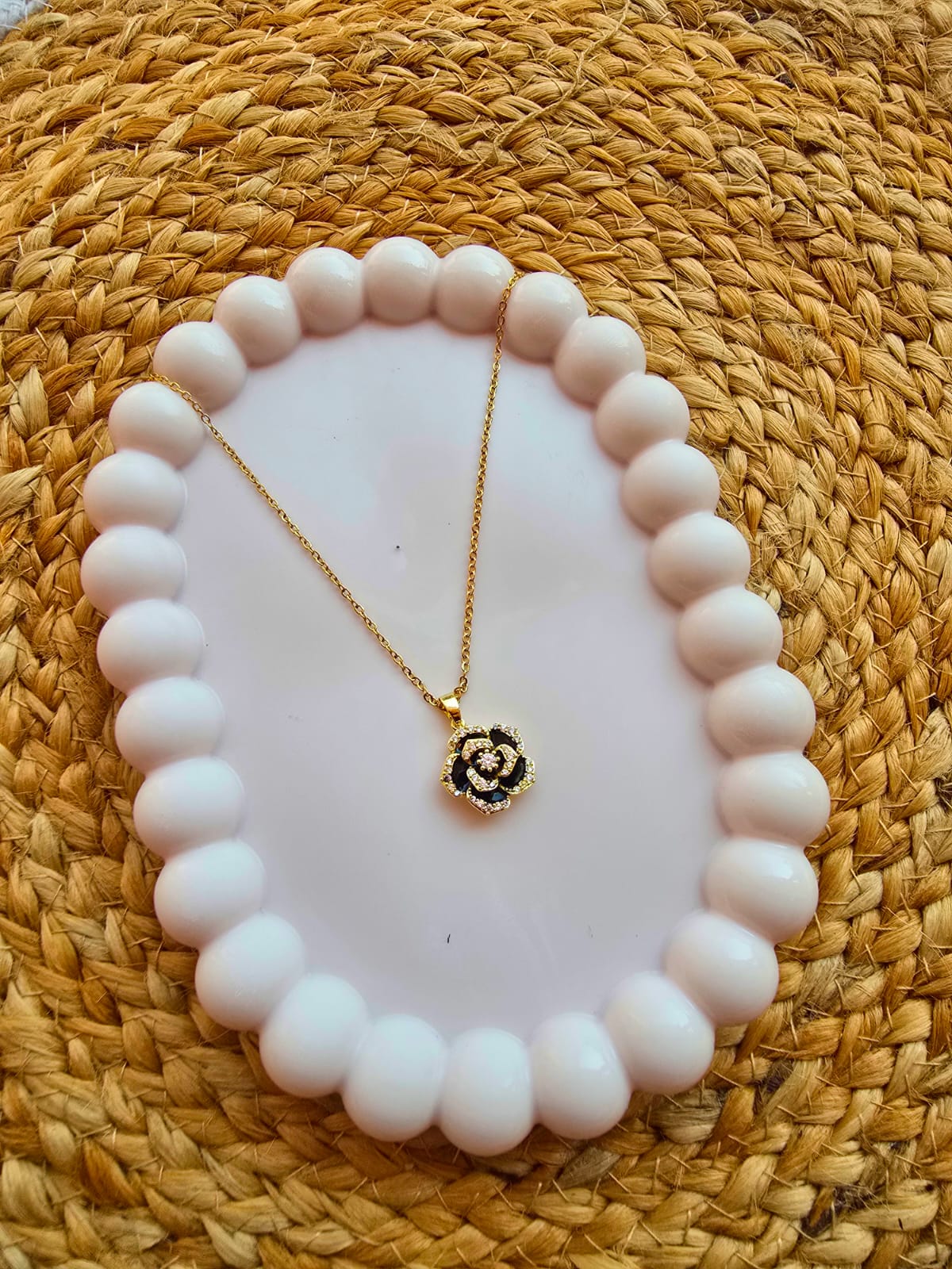 Black Rose Pendant with Chain