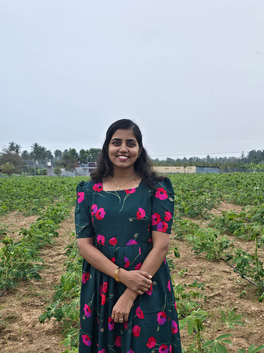 Cool Green Georgette Digital Floral print Feeding Maxi with Zip