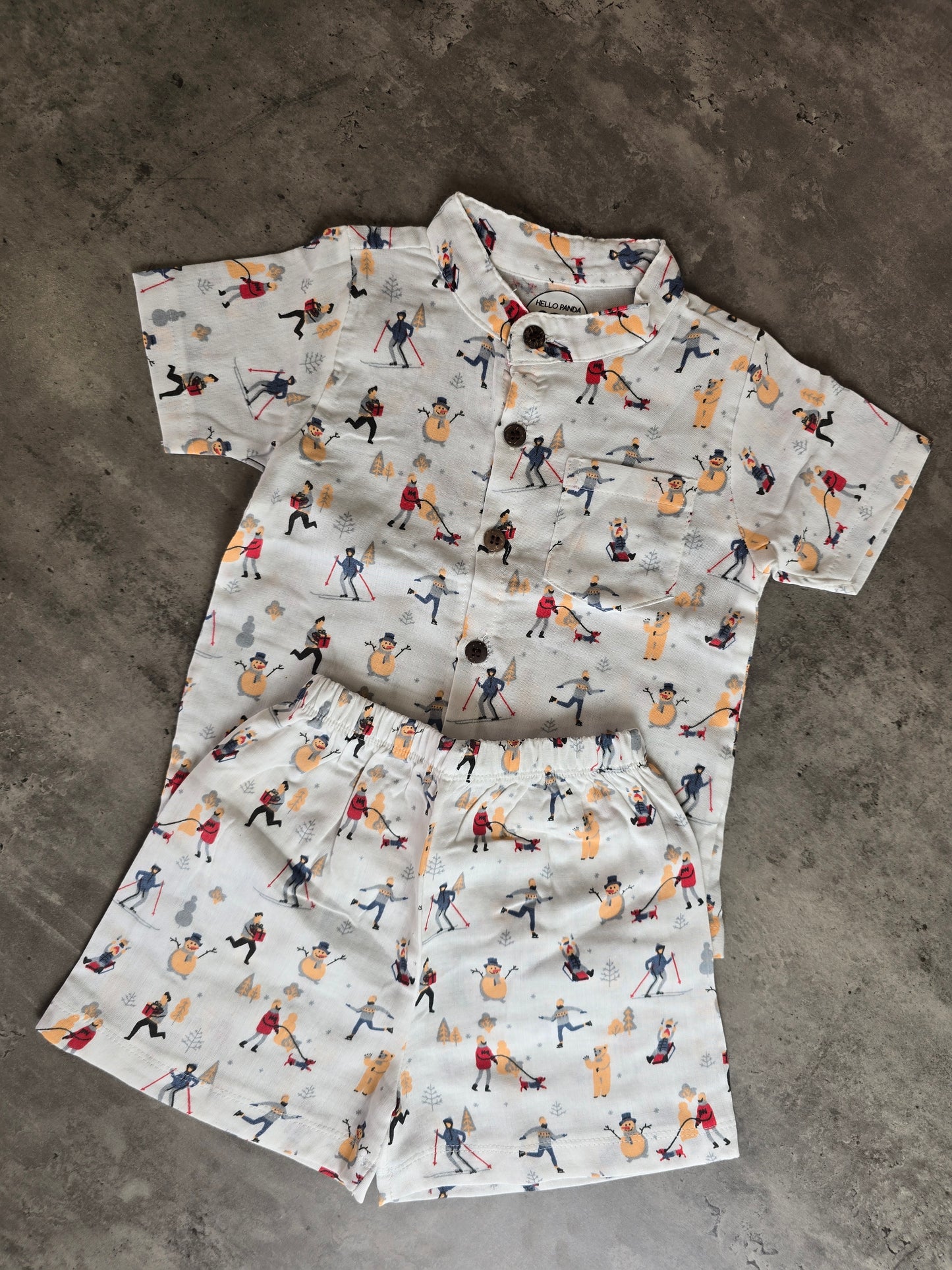 Winter theme white Unisex Muslin Coord set