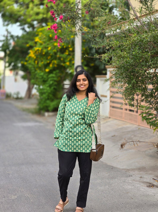 Green flowers short Top