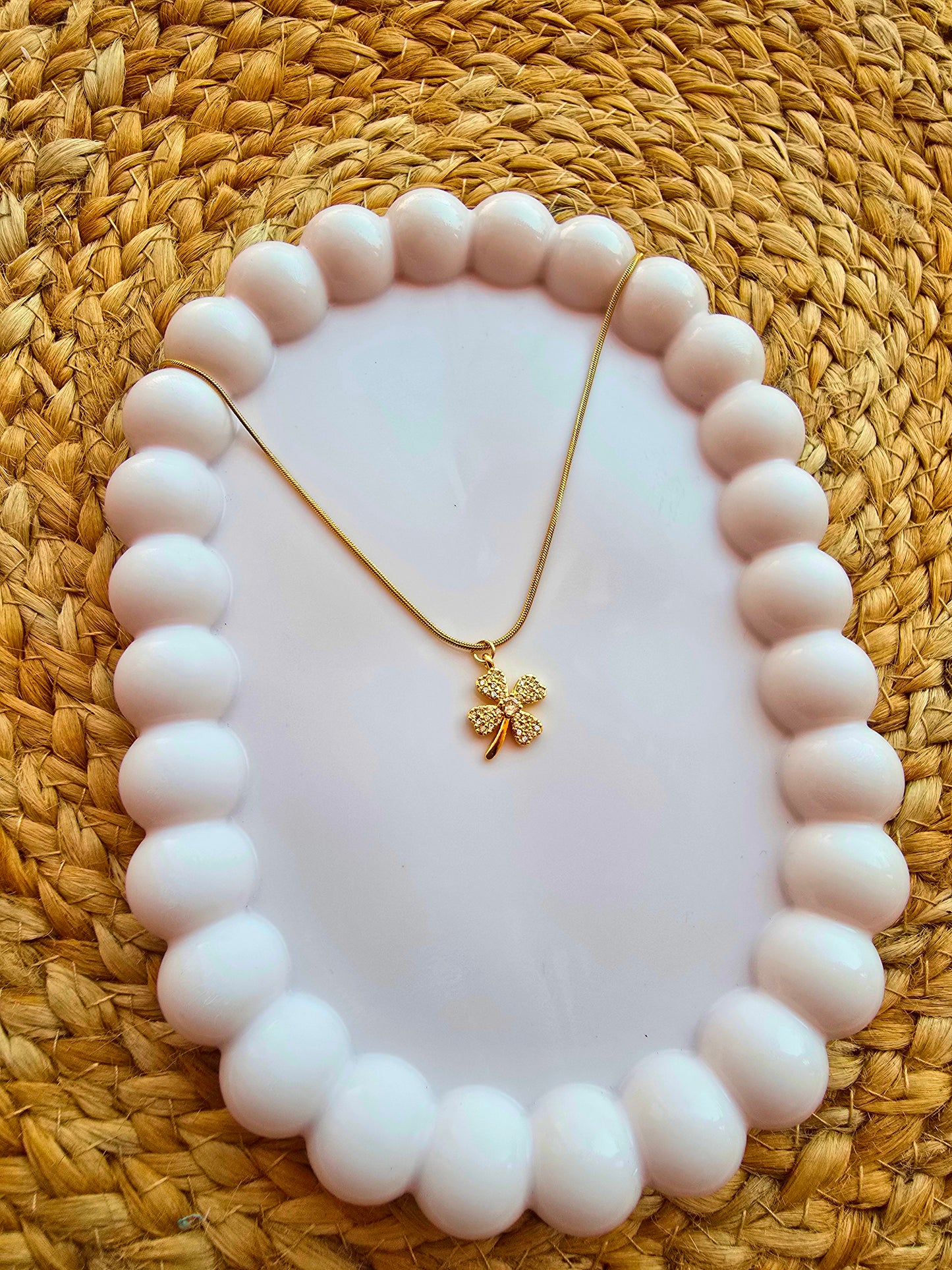Clover with stones Pendant with Chain