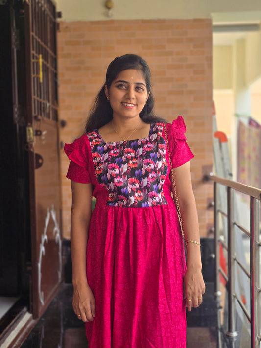 Pink flowers Feeding frock