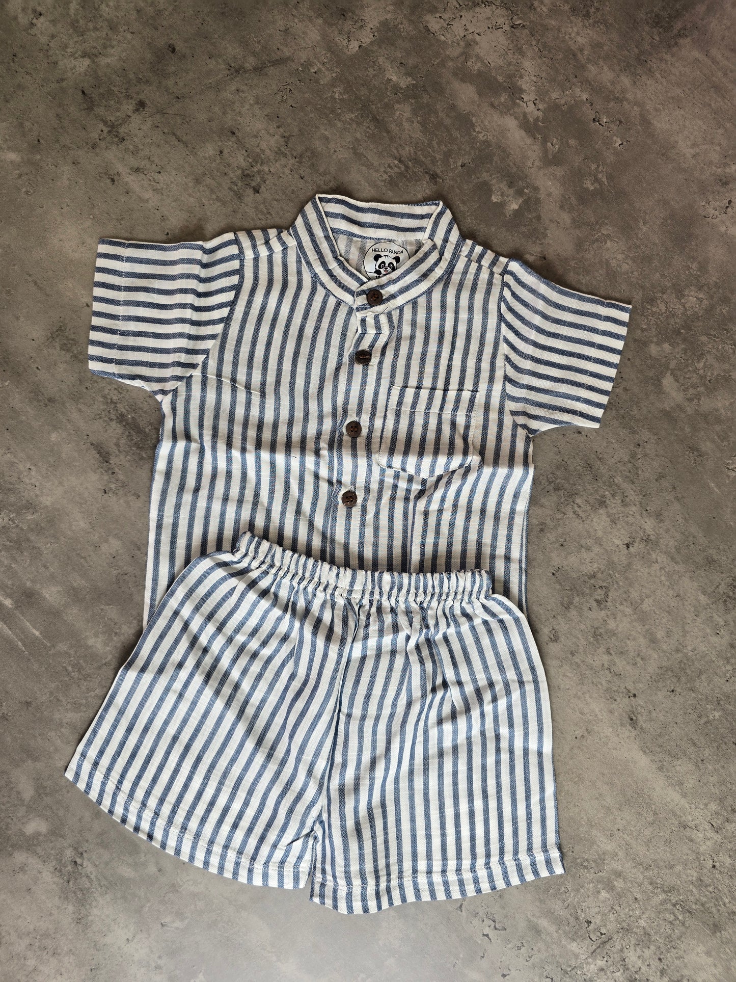 Blue White Stripes Unisex Coord set