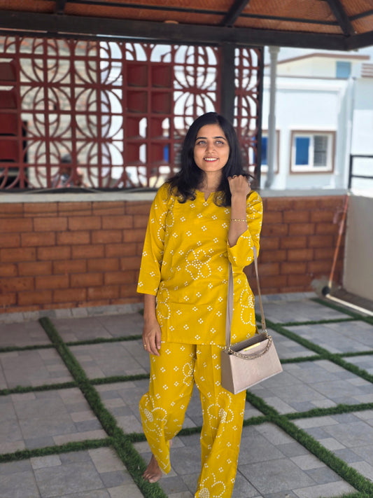 Yellow dot flowers coord set