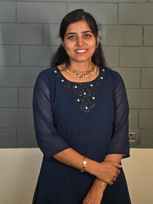 Peacock Blue Jewel neck Kurti
