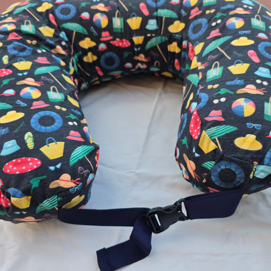 Feeding Pillow with belt- Black Beach Vibes