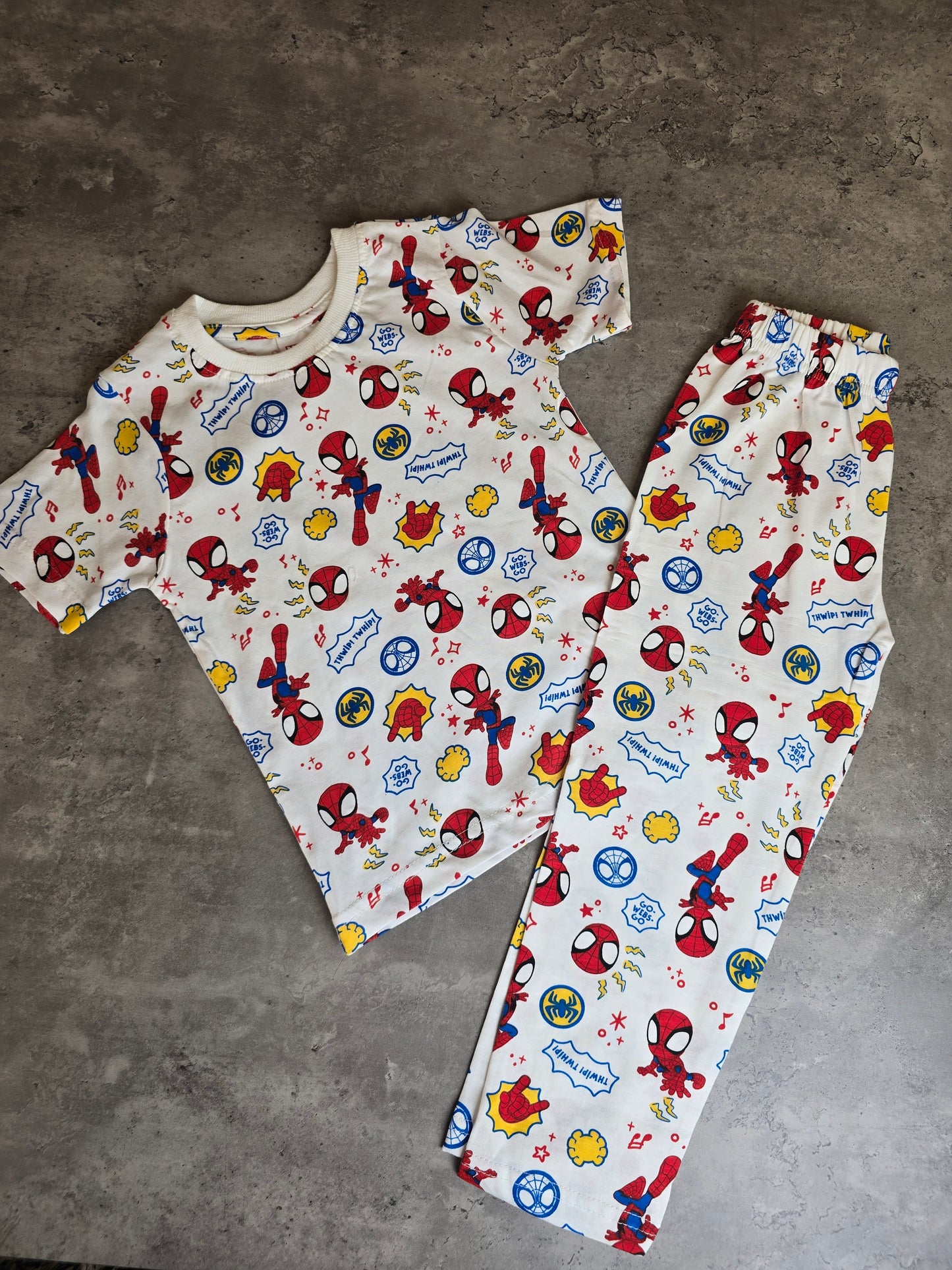 White Spiderman all over coord set