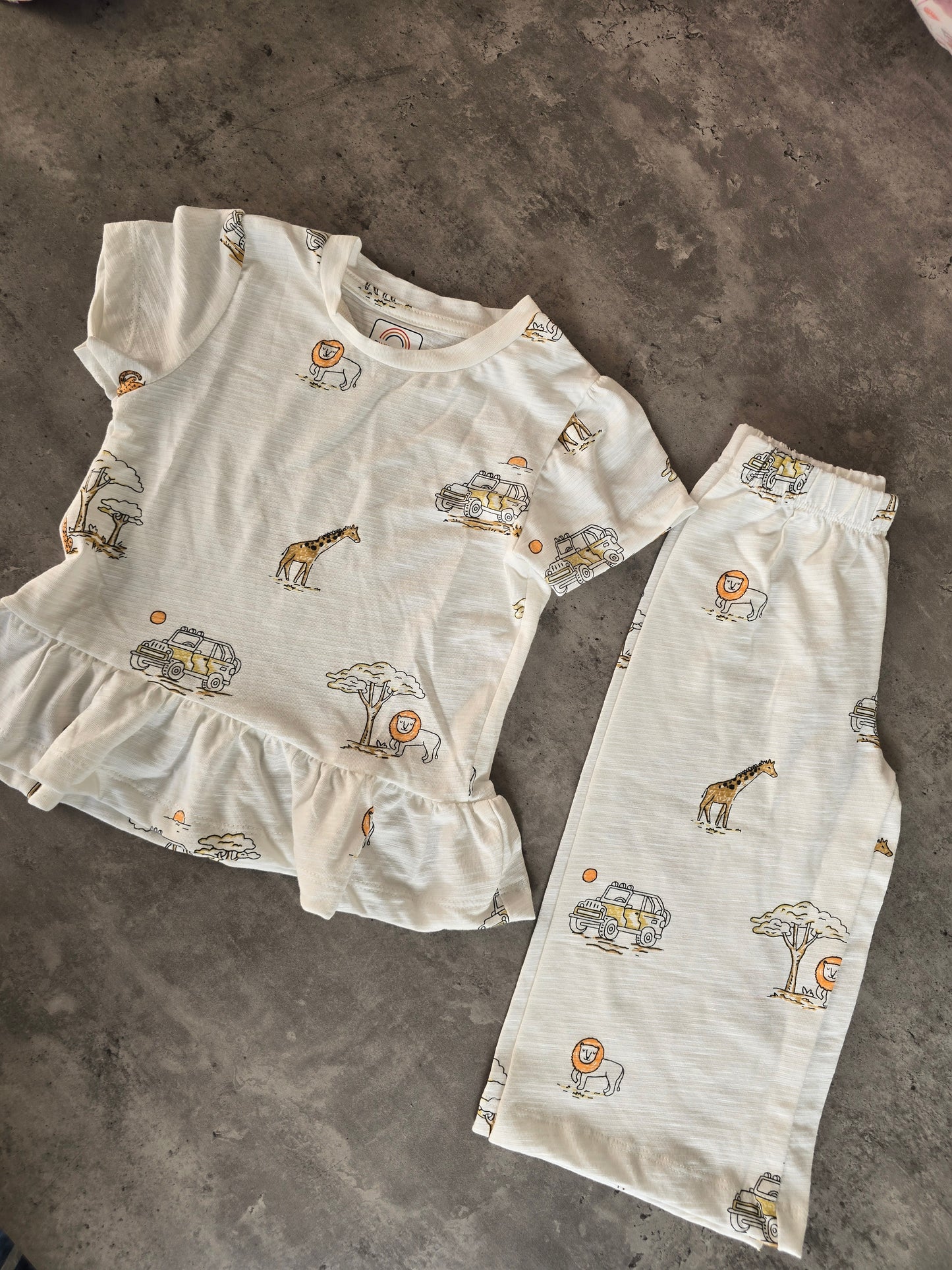 White Jungle Safari Frill coord set