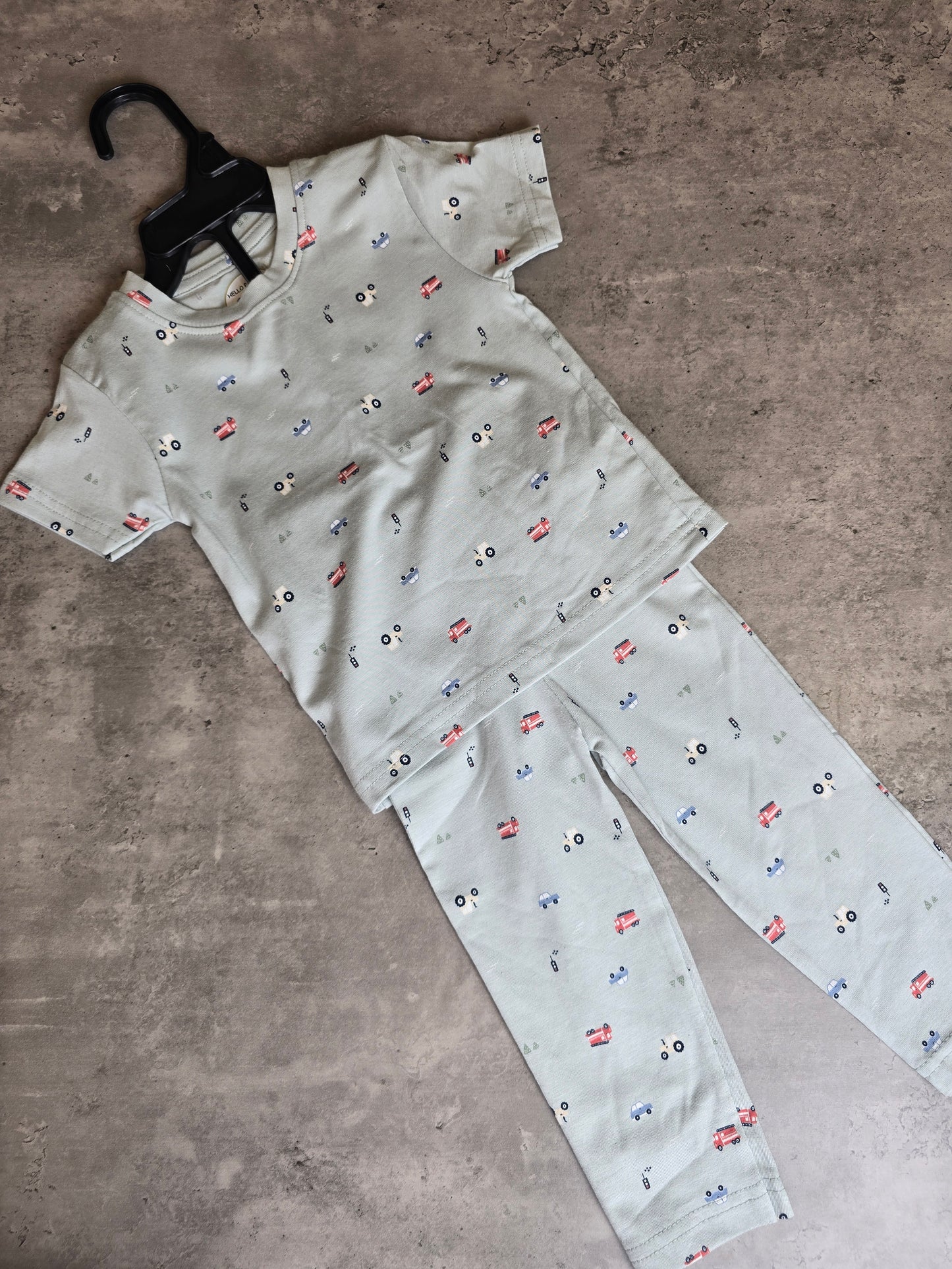 Pastel blue tiny vehicles Coord set