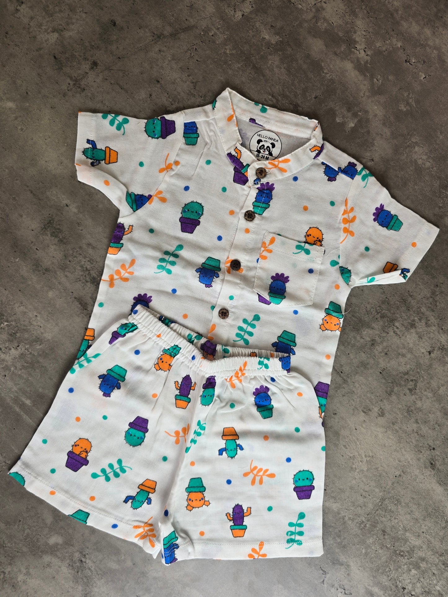 Cactus pot Unisex Muslin Coord set