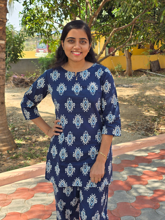 Navy Blue Cotton coord set