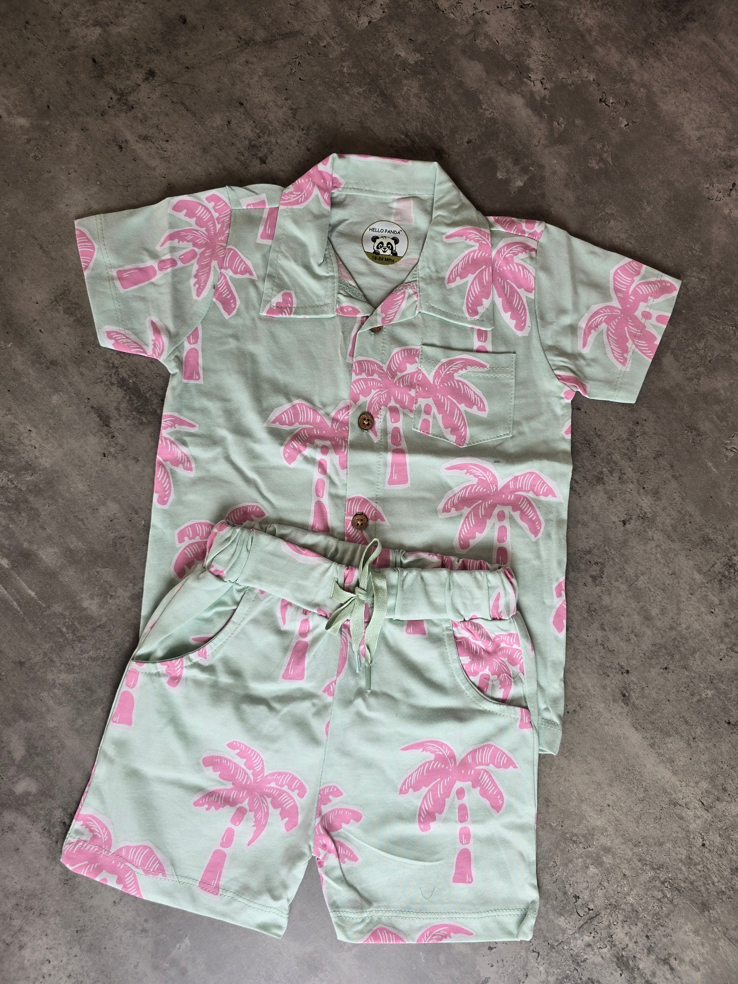 Pink Coconut Tree Cotton Coord set