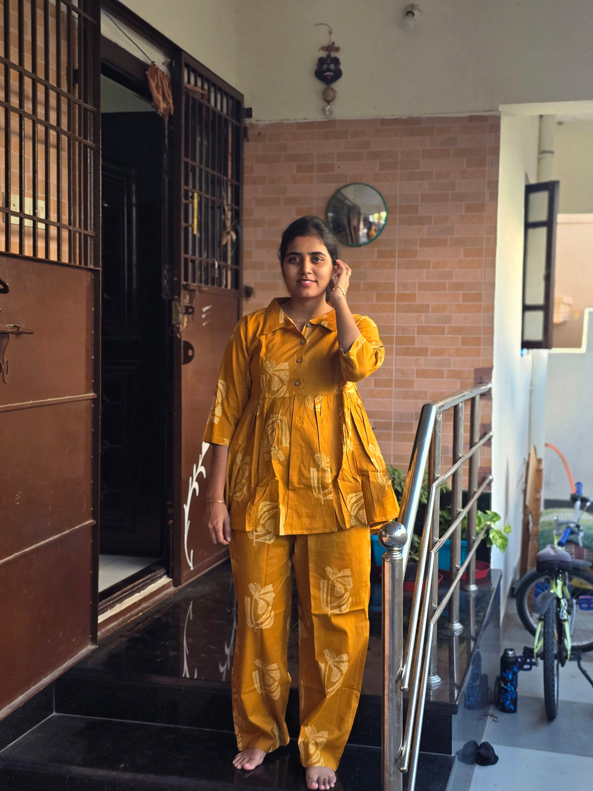 Mango yellow floral print Peplum Coord set