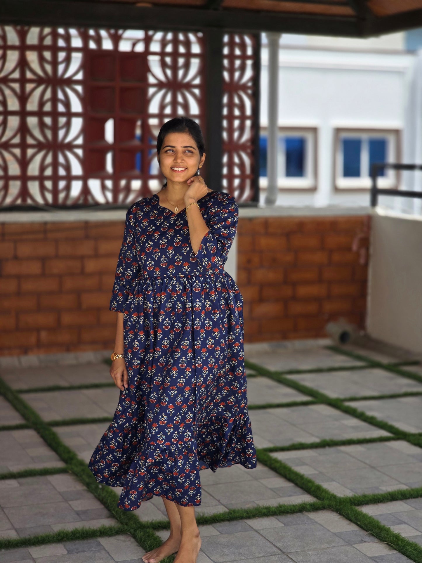 Blue button rose Maxi