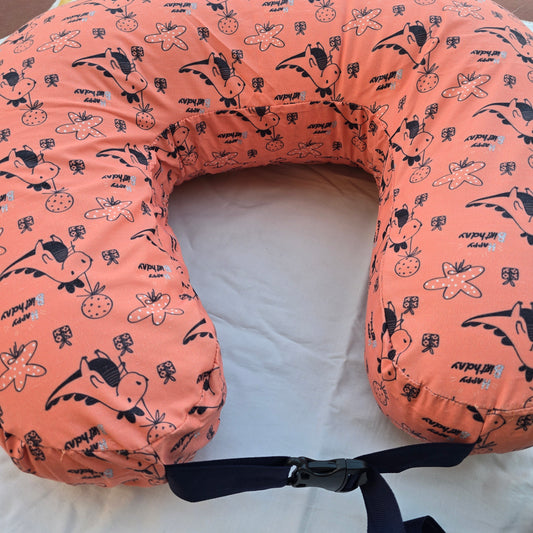 Feeding Pillow with belt- Orange Happy Birthday