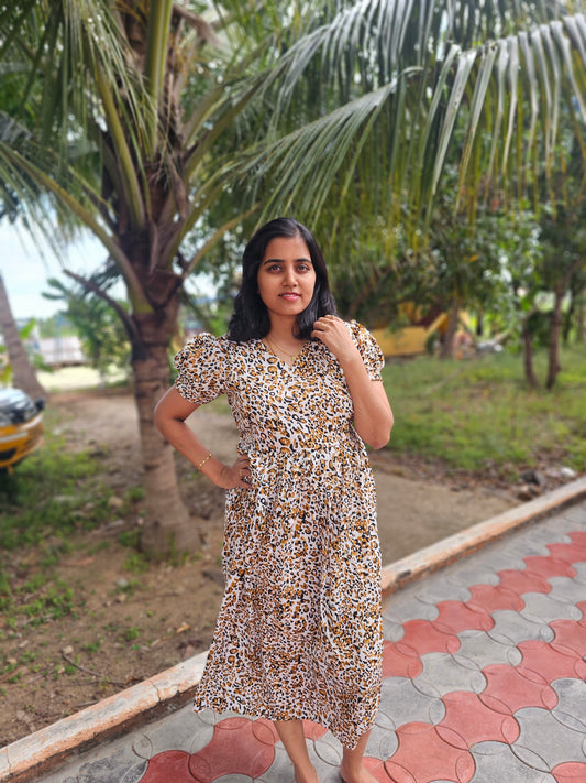 Animal Print Feeding Kurti with Zip with Full Lining