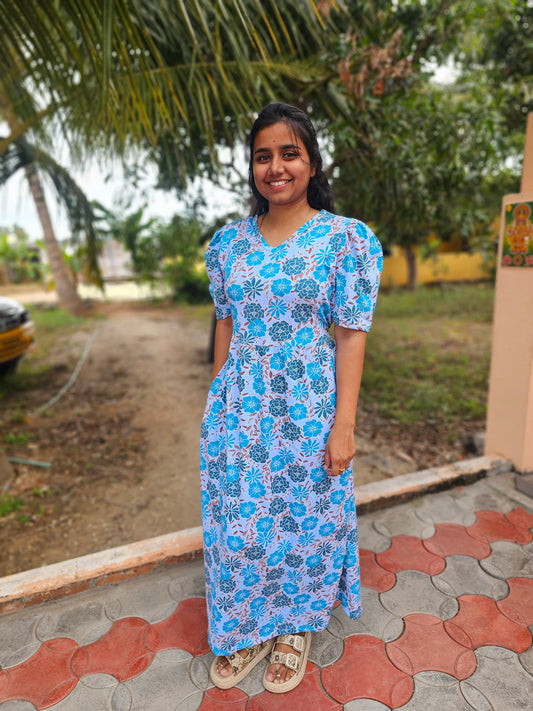 Blue Flowers Non-Feeding Lounge Wear