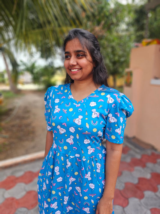 Blue Bow-Bow Donut Non-Feeding Lounge Wear