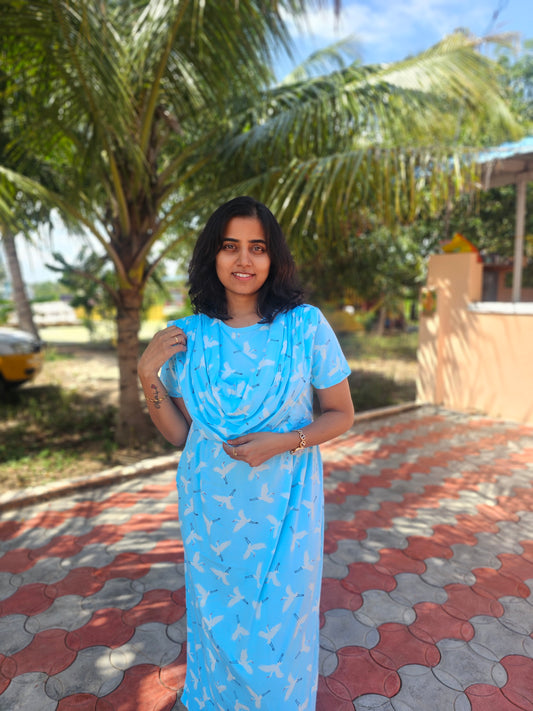 Blue Bird  - Dupatta Style Feeding Lounge Wear without Zip