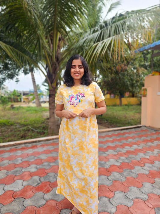 Yellow Unicorn sticker Zipless Feeding Lounge Wear