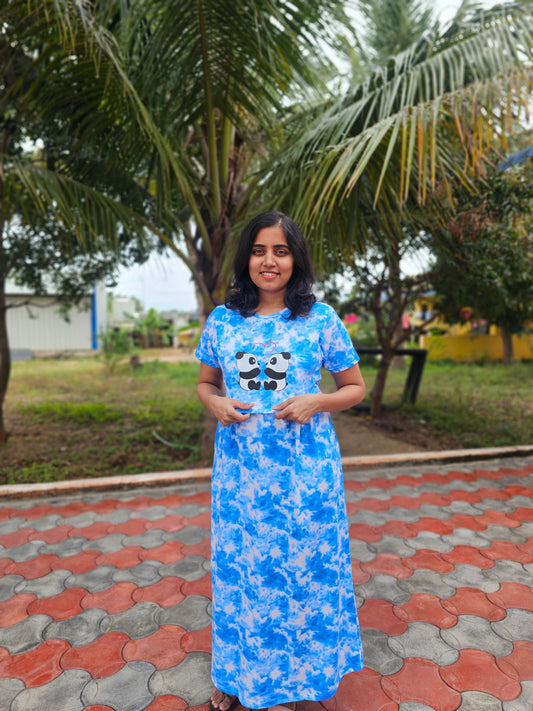 Blue Teddy panda sticker - Zipless Feeding Lounge Wear