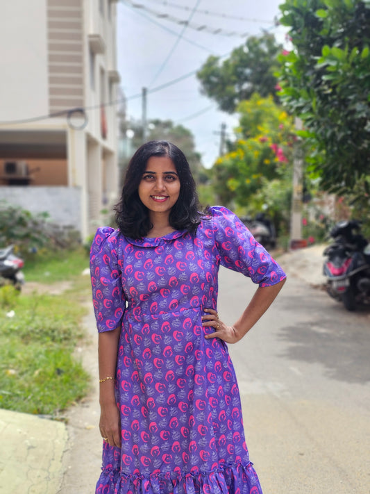 Violet Super Mom Cotton 2 tier - Feeding Kurti with Zip