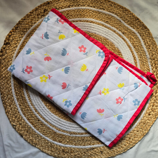 Soft Muslin Blanket for Babies  - Red flowers