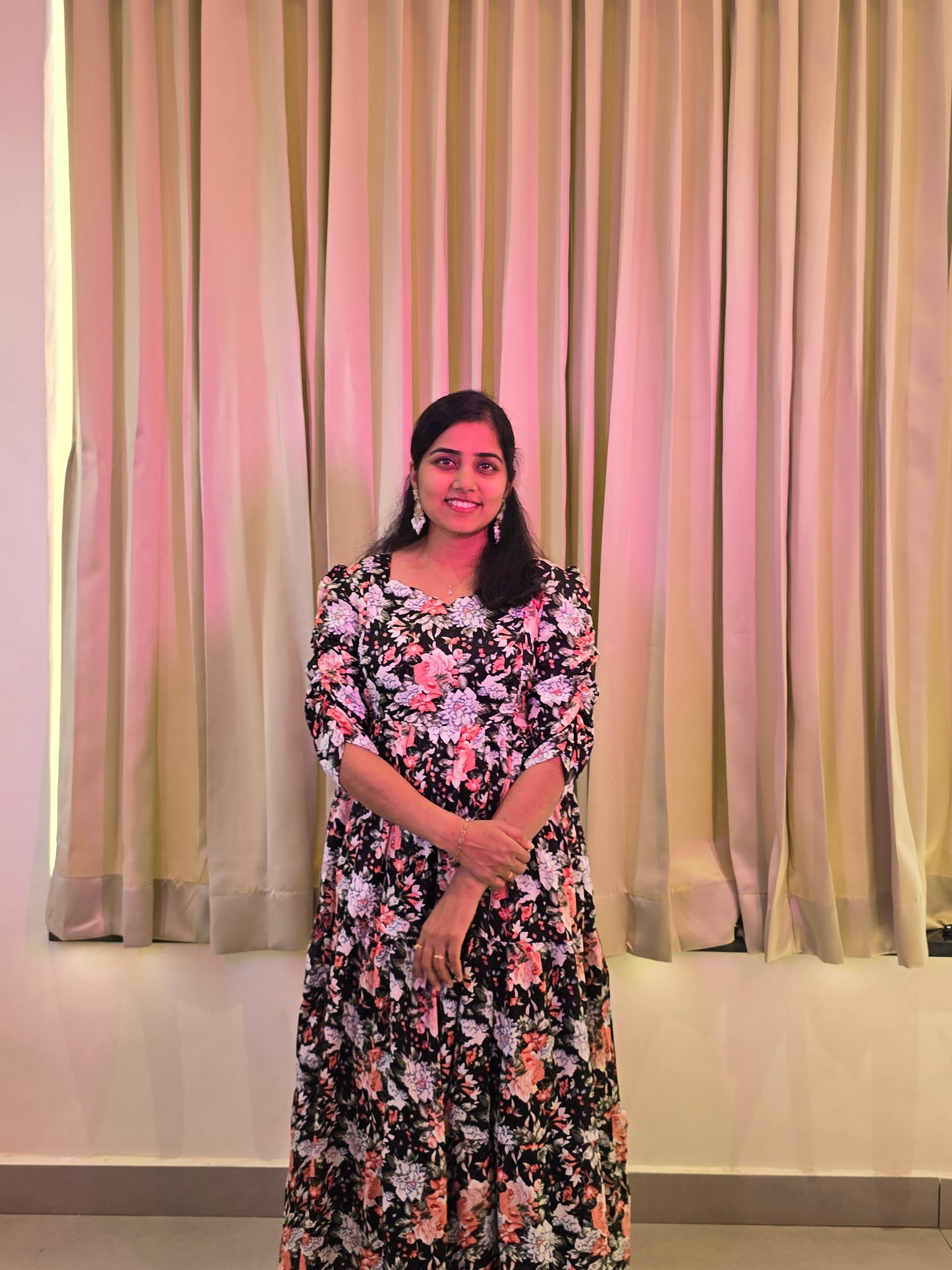 Black Florals Feeding Maxi with Zip and Full Lining