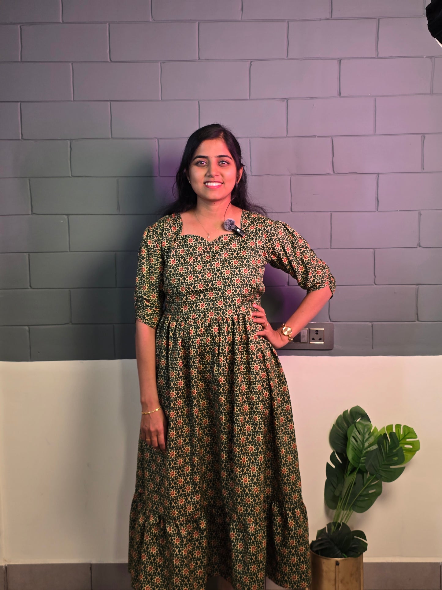 Green Floral Magic Cotton Feeding Maxi with Zip