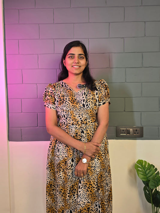 Animal Print Delta Crepe Feeding Kurti with Zip with Full Lining