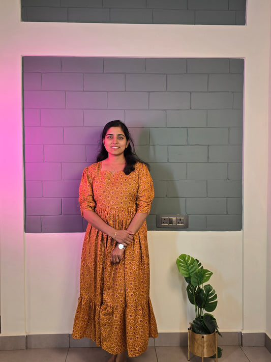 Yellow Floral Magic Cotton Feeding Maxi with Zip