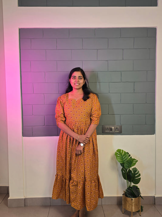 Yellow Floral Magic Cotton Feeding Maxi with Zip