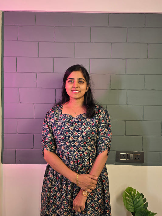 Blue Floral Magic Cotton Feeding Maxi with Zip