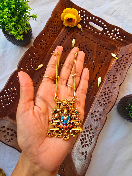 Dual chain with balls and big Lakshmi Pendant