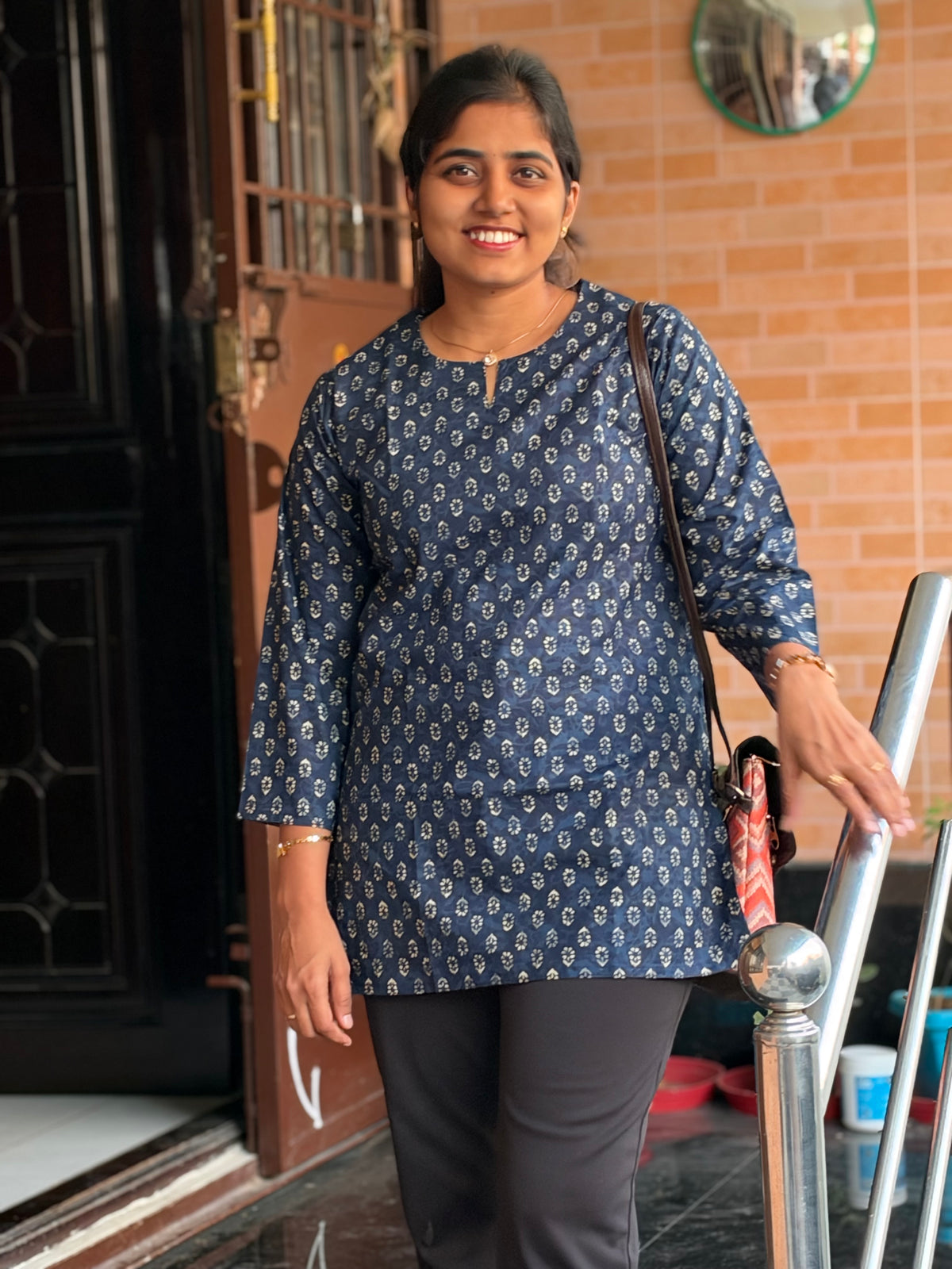 Midnight Blue Tiny Flowers Short Top