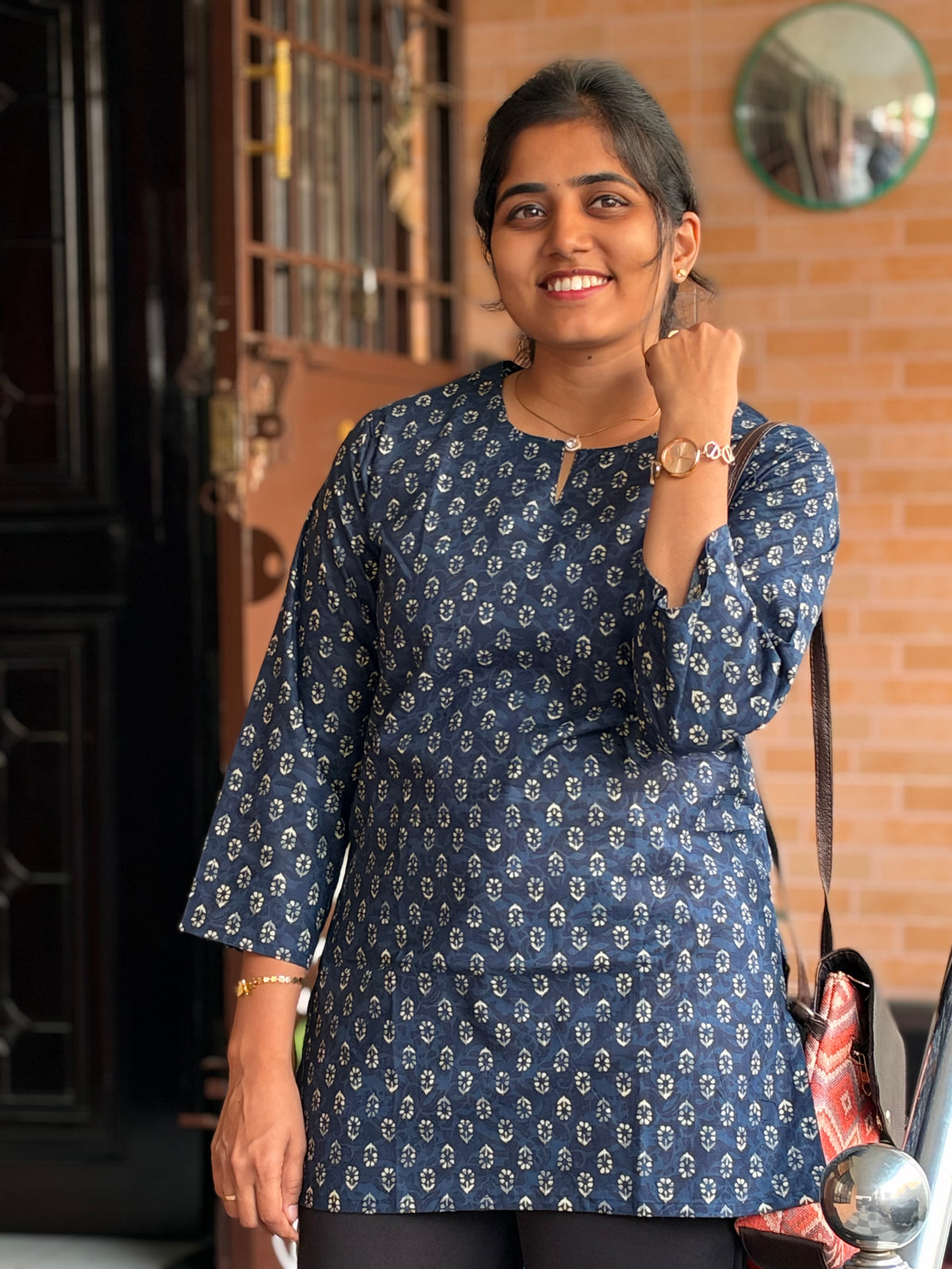 Midnight Blue Tiny Flowers Short Top