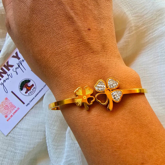 Clover with Stones Kada Bracelet