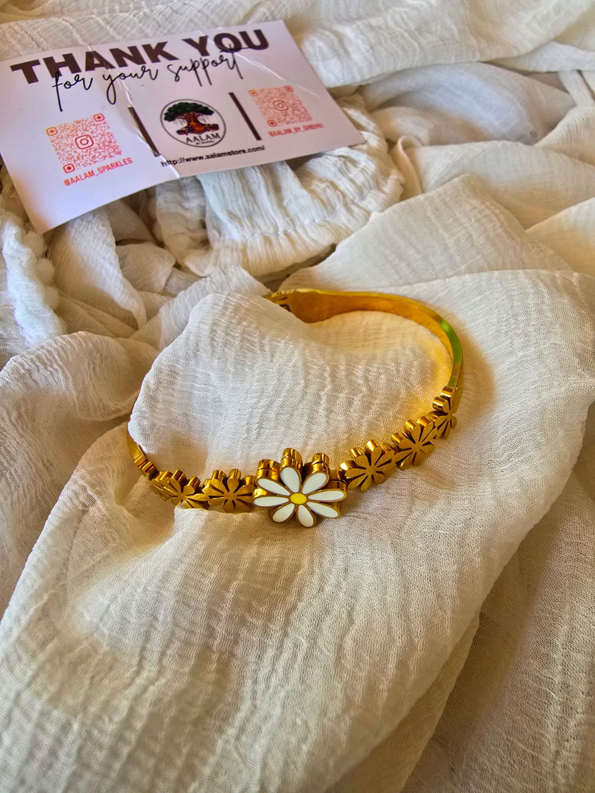 White Flowers Kada Bracelet