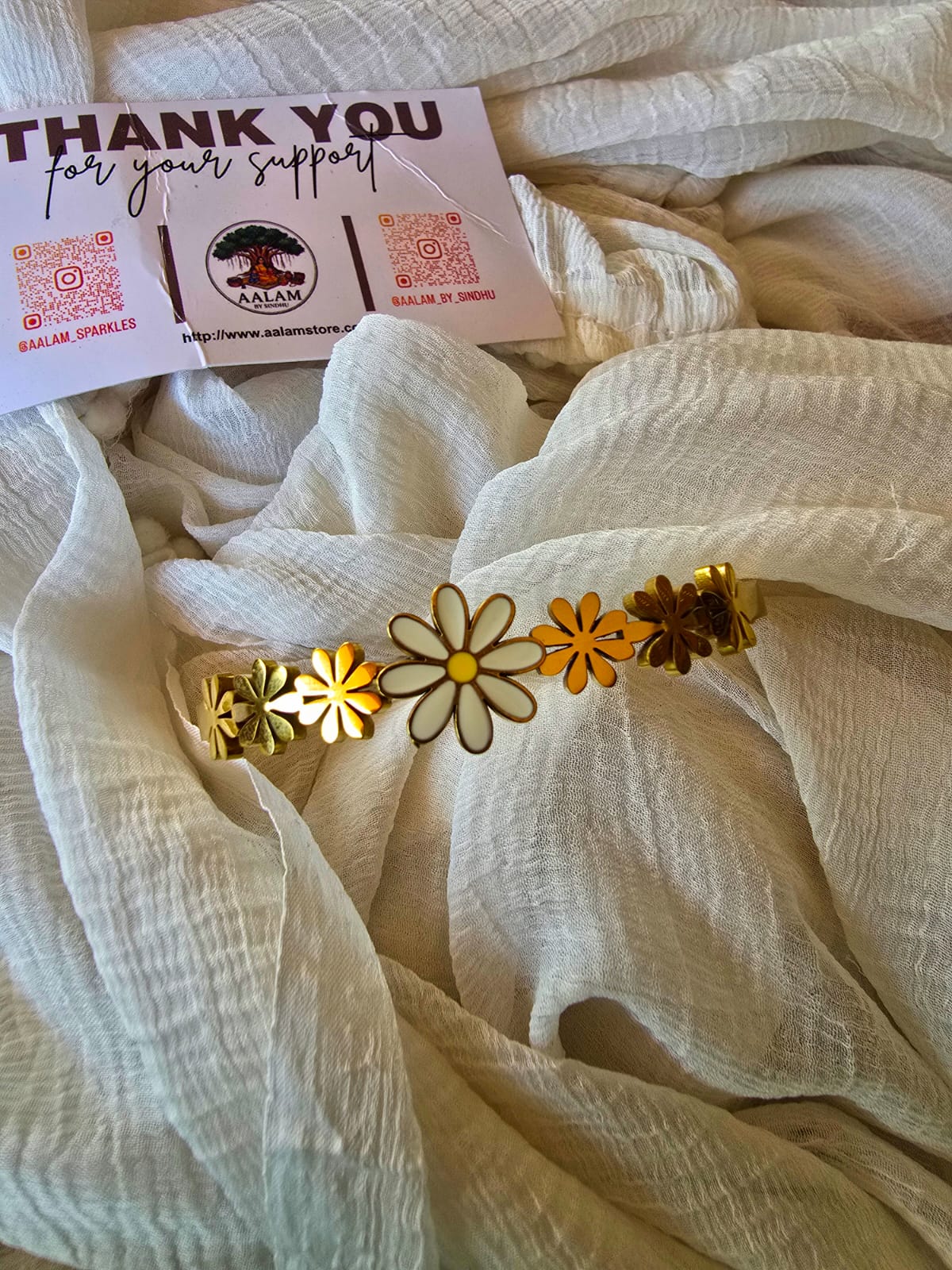 White Flowers Kada Bracelet