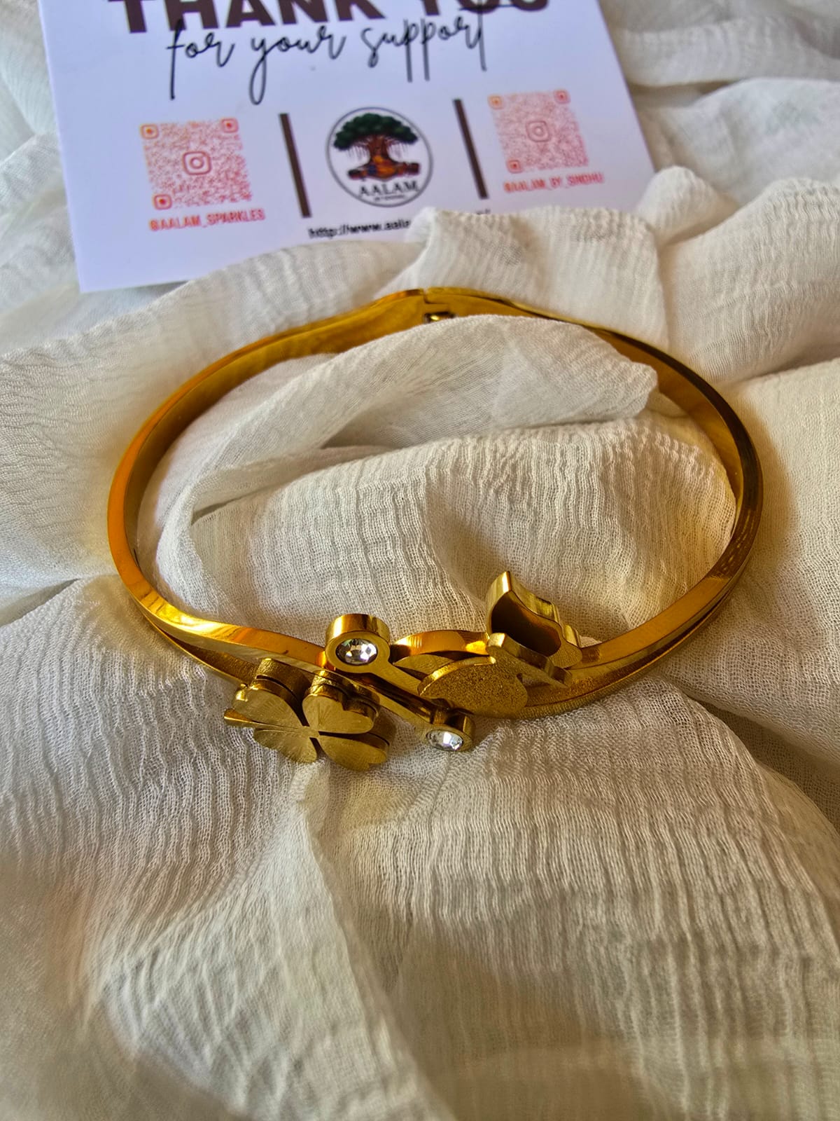 Butterfly with Clover Kada Bracelet