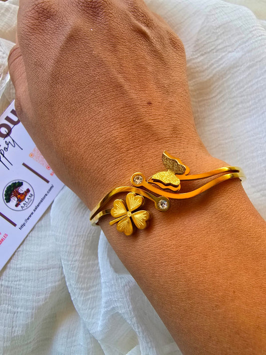 Butterfly with Clover Kada Bracelet