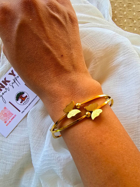Butterfly and Balls Kada Bracelet