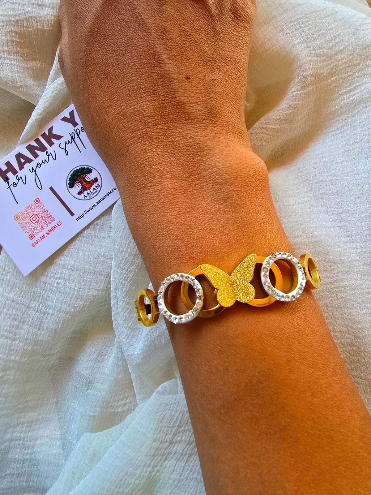 Butterfly with Circles Kada Bracelet