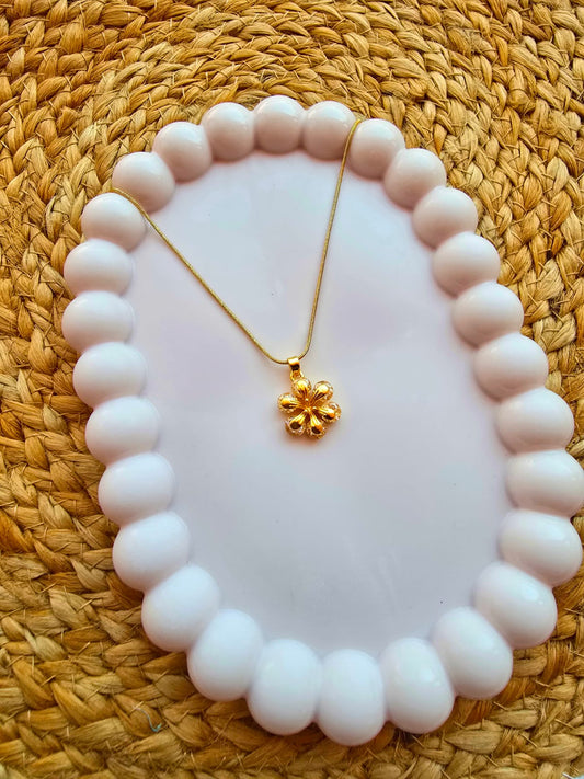 Flower Embossed Pendant with Chain