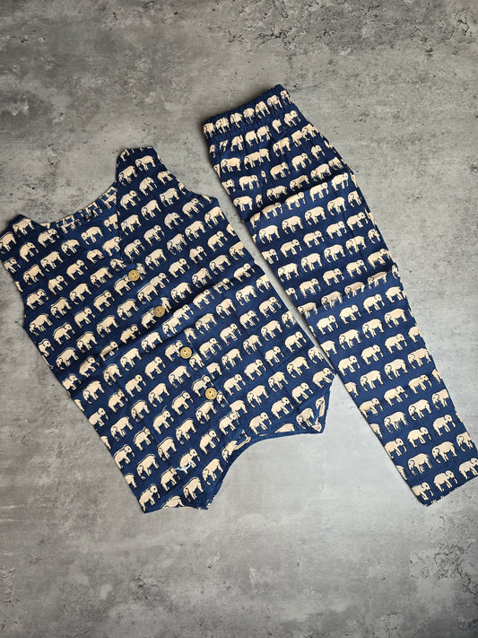 Blue Elephant Cotton coord set